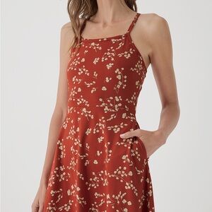 Pact Organic: Elegant Red Floral Midi Dress